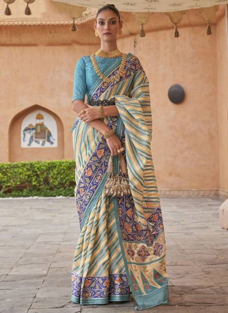 Sky Blue Colour Riwaaz Rewaa New Latest Designer Ethnic Wear Printed Pure Brasso Exclusive Saree Collection 573